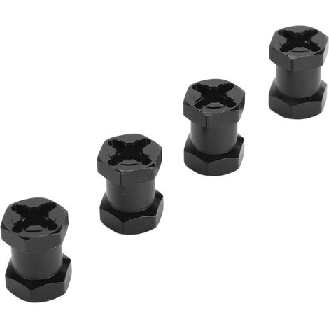 Lot de 4 entretoises hexagonales de 12 mm pour roues de voiture télécommandée, extensions de moyeu universelles de 17 mm de longueur, noires (1/5)