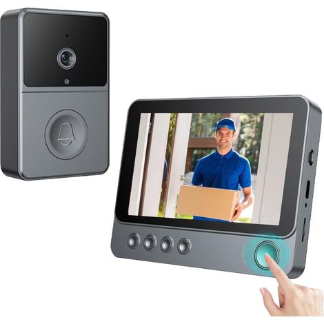1 Sonnette sans Fil, Caméra 1080P, Écran 4,3 Pouces, Interphone Vidéo IPX5, Connexion 2,4 GHz (1/5)