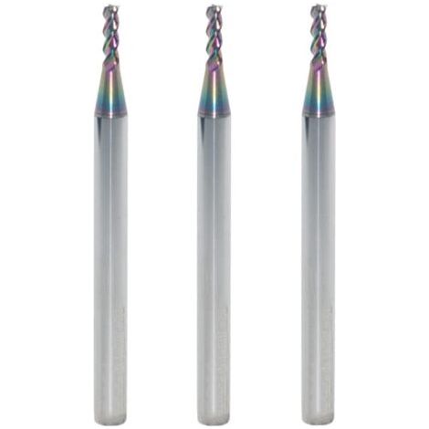 Fraise carrée en carbure de tungstène de 2 mm pour applications aluminium et cuivre, 3 dents, longueur 50 mm, queue de 4 mm, revêtement DLC, fraises CNC (3 pièces) (1/5)