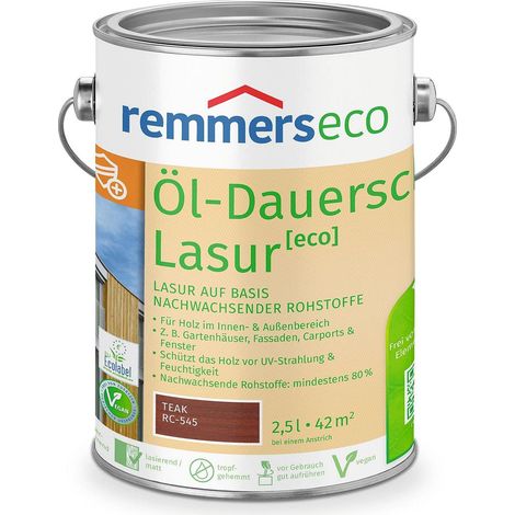 Remmers Öl-Dauerschutz-Lasur [eco] teak, 2,5 Liter, Öko Holzlasur für innen und außen, ökologisch, nachhaltig, vegan, bienenverträglich
