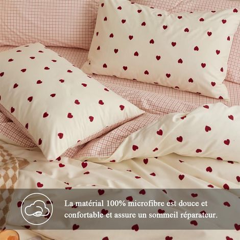 1 Parure De Lit 2 Personnes, Housse De Couette 200x200cm, Microfibre Réversible, 2 Taies D'oreiller 65x65cm, Pour Chambre (1/5)