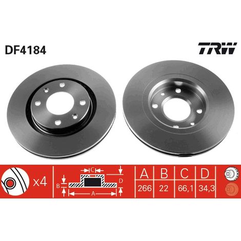 DISQUE DE FREIN AVANT DF4184 TRW (1/5)
