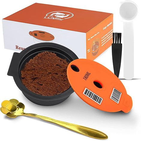 Capsules de Café Réutilisables Pour Machine Capsules de Café Rechargeables Tasses Avec Couvercle En Silicone Filtre à Café Rechargeable Avec Code à Barres Lisible 180ml (1/5)