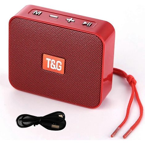 Enceinte Bluetooth sans fil 166, compatible USB, carte TF, radio FM, rouge (1/5)