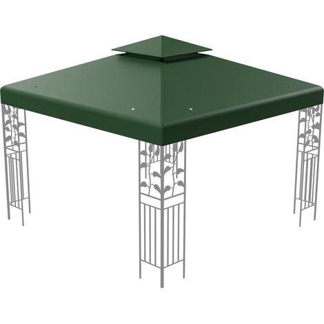 COSTWAY Toldo de Recambio para Cenador de 2 Pisos de 300 cm x 300 cm, Toldo con Hebillas de Aluminio, Ganchos y Cierres de Velcro, Cubierta de Carpa Cuadrada, Cubierta de Pabellón de Poliéster (Verde (1/5)