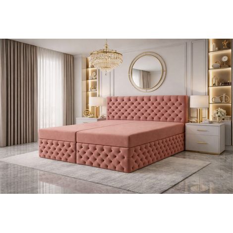 Lit Boxspring - Rosa - 200x200 Cm - Matelas à ressorts ensachés - Lit Élégant - Literie Design (1/4)
