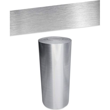 Frise murale autocollante imperméable en PVC Plinthe autocollante pour cuisine et salle de bain Décoration murale argentée brossée 10 cm x 500 cm (1/5)