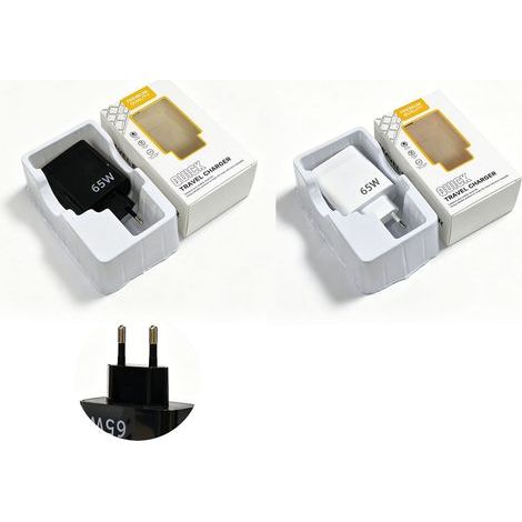 Chargeur téléphone 65W multi-port prise UE, adaptateur rapide 5 sorties USB+Type-C -blanc (1/5)