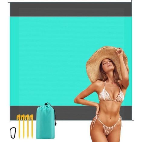 Couverture Plage - Imperméable - Anti-sable - Séchage Rapide - 210 x 200 cm - Polyester Rip-Stop 210T - Pour Plage Camping Pique-Nique - 1 Pièce (1/5)