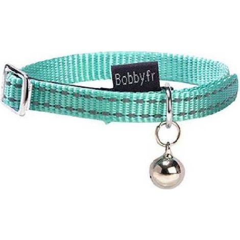 Collare in nylon azzurro con campanello modello Chat per gatti
