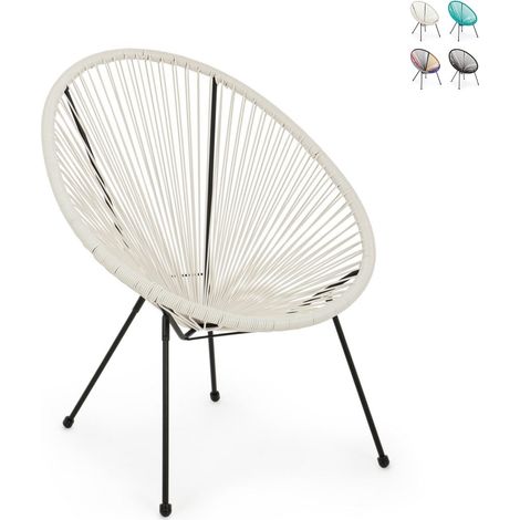 Sillón de exterior en cuerda diseño espagueti Parker YES - Blanco (1/5)