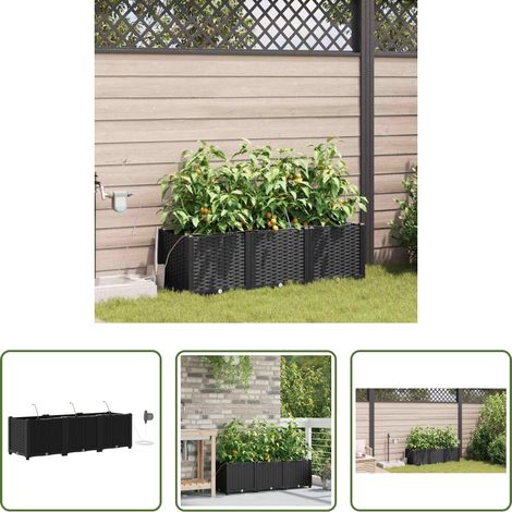 Bewässerung - Garten-Pflanzgefäß 3 pcs Schwarz Stahl (1/5)