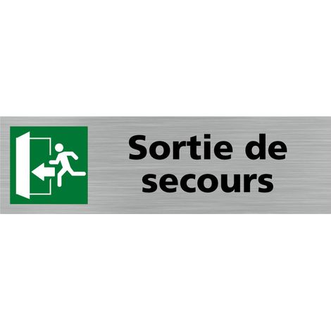 Pictogramme SORTIE DE SECOURS (Q0387).- Adhésif aspect aluminium brossé - (1/5)