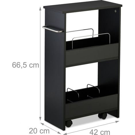 Carrello portaoggetti con ruote compatto 66,5 x 42 x 20 cm design pratico e sobrio in MDF bianco 130015734
