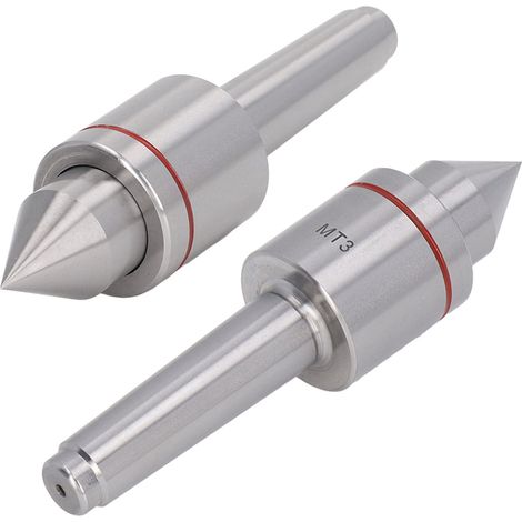MT3 Morse-Kegel-Drehmaschine, drehbare Spitze mit drei Kugellagern, innerer Drehpunkt mit roter Linie. (1/5)