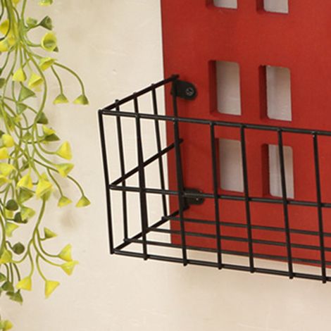 Étagère murale en bois rouge, forme de maison, rangement mural créatif pour chambre et salon, décoration minimaliste. (1/3)