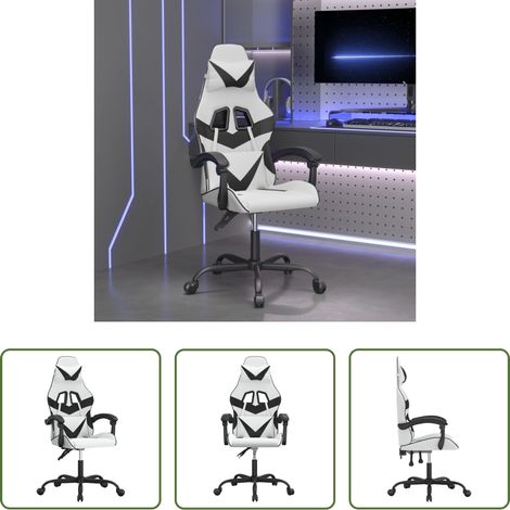 Gamingstuhl Drehbar - Gaming-Stuhl Drehbar Weiß und Schwarz Kunstleder (1/5)