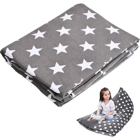 Aufbewahrungstasche für Plüschtiere, weicher Pouf, faltbarer Sitzbezug für Stuhl/Sofa, großes Fassungsvermögen, grau (nur die Tasche), Sternenmuster.