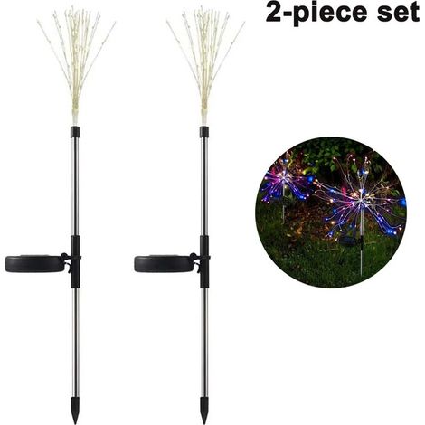 Lampe solaire pour jardin extérieur, 2 feux d'artifice solaires LED étanches pour la décoration extérieure, jardin, balcon, jardinières, bacs à fleurs et terrasse. (1/5)