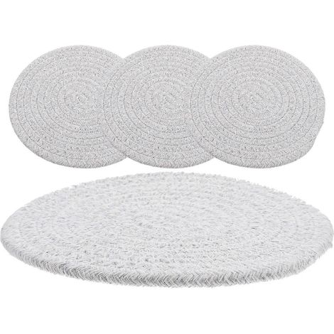 Sets de table ronds tissés gris, style rustique, isolation thermique, 4 pièces (1/5)