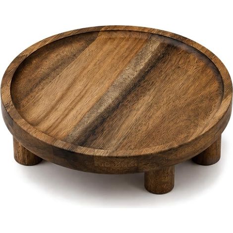 Round Acacia Wood Tray with 4 Legs (1/5)