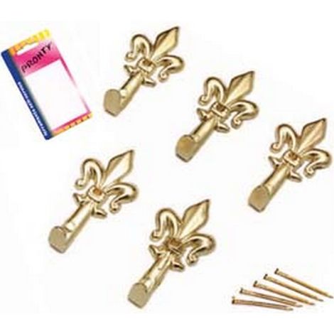 12BL GANCI PER QUADRI GIGLIO ORO PICCOLI IN BLISTER - mm.33, in bl.5 pz.