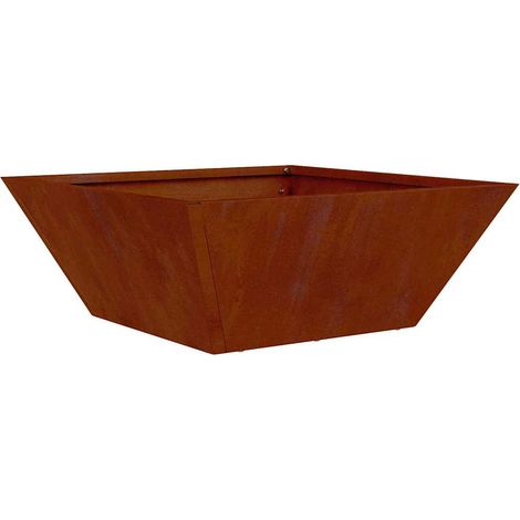 Jardinière Cache-pot de jardin Rouillé 40 x 40 x 15 cm Acier patiné (1/5)
