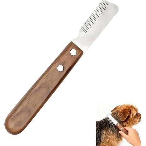 Hundehaartrimmermesser, Hundeschneidemesser mit Griff, Epilierer für Hunde, Tierhaarentfernungskamm, Hundekamm, zum Entfernen der Unterwolle und für die Endbearbeitung (1/5)