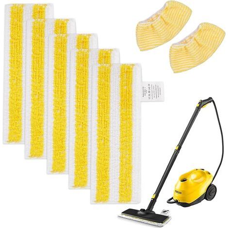 Lot de 7 chiffons en microfibre compatibles avec Kärcher SC2, SC3, SC4, SC5 nettoyeur vapeur, Kit d'accessoires de nettoyeur vapeur lavable(5 lingettes+2 Bonnettes) (1/5)