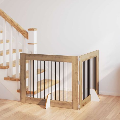 vidaXL Porte de chien pliable avec supports 2 pcs Chêne artisanal