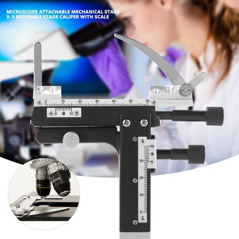 Platine mécanique amovible pour microscope, platine mobile XY, pied à coulisse avec échelle. (1/5)