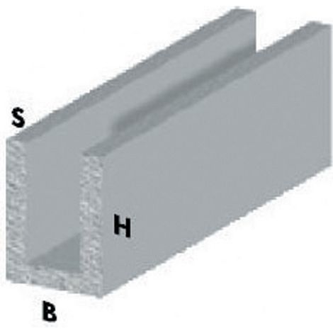 profilo canalino a U cm 200 h argento silver 10x10x1 mm profili alluminio (1/2)