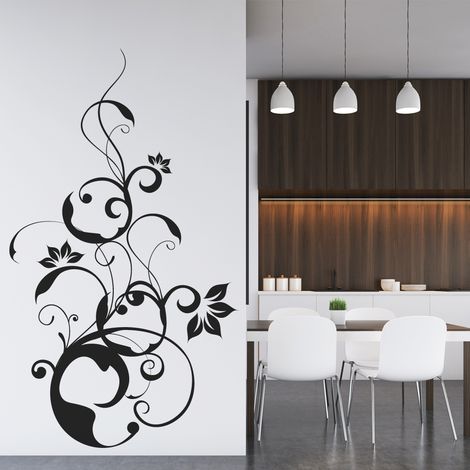 Sticker Mural - Composition florale - 37x65 cm - Noir (1/3)