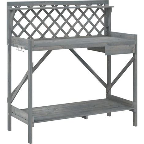Établi de jardin à damier gris, en cèdre massif (1/5)
