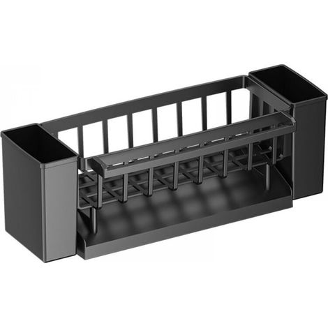 Organisateur d’évier noir 31x11,5x10,5 cm – JINFGERNE – Égouttoir multifonction avec porte-éponges et porte-torchons (1/5)