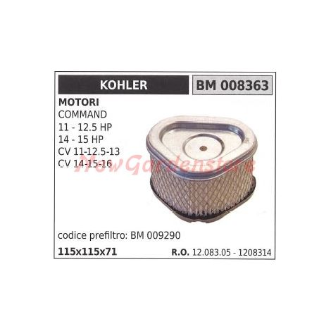 Filtro aria KOHLER trattorino rasaerba COMMAND 11 12.5 HP 14 15 HP 008363