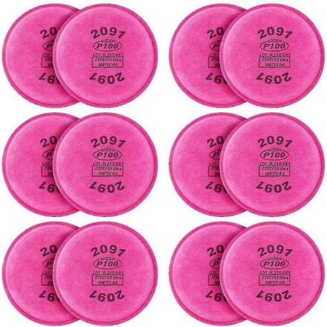Crea – Filtre particulaire 2091 P100 – Lot de 12 filtres – Efficacité de filtration 95% – Pour respirateurs 6000 6200 6800 7000 FF-400 (1/5)