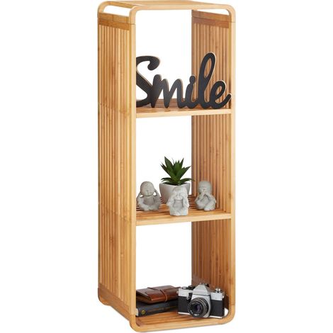 bambou, salle de bain, étagère sur pieds arrondie, carrée, différentes tailles, nature 4 étages, 96 x 33 x 33 cm (1/5)