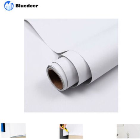 Papier adhésif pour meuble blanc mat 60x300cm Film vinyle autocollant imperméable pour armoires et murs Facile à appliquer et à retirer (1/5)