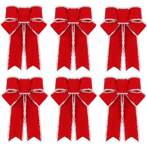 6er-Set Christbaumschleifen, Leinen-Weihnachtskranz, Christbaumschmuck, Partys, Hochzeit