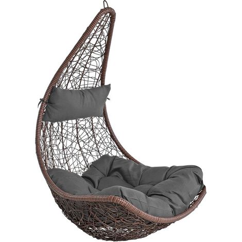 Hängesessel Polyrattan Hängekorb ohne Gestell Hängestuhl Hängeschaukel Braun
