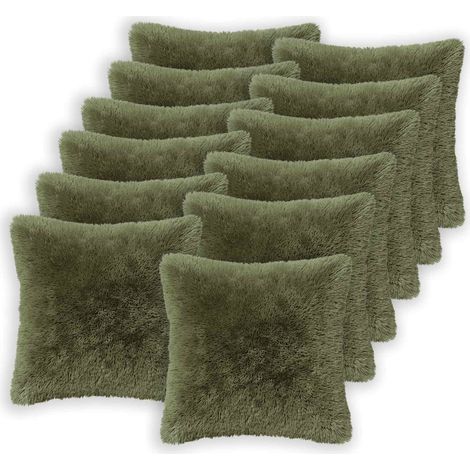 Housse de coussin 12 pcs HEERLEN Vert 50 x 50 cm Fleece PV vidaXL