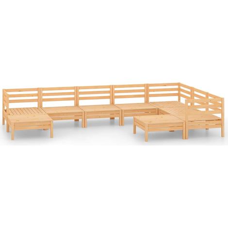 Maison Exclusive - 9-tlg. Garten-Lounge-Set Massivholz Kiefer (1/5)