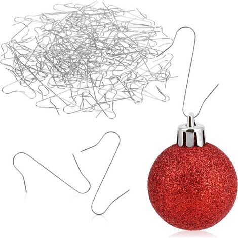 100 ganchos para adornos de árbol de Navidad, diseño de doble gancho en forma de S, aptos para todo tipo de adornos, color plata (1/5)