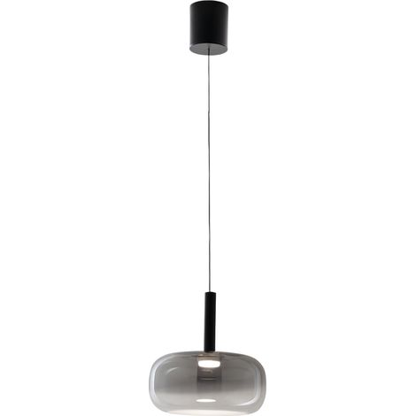Lampada a Sospensione LED Devero 8W, Ø25cm, Vetro Borosilicato Grigio Chiaro Sfumato, Dimmerabile, CCT 2700K-3000K-4000K, IP20 - Devero Collection (1/3)