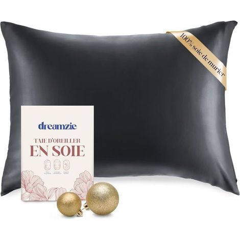 Silk Pillowcase - 100% Natural Mulberry Silk - Gentle on Hair and Skin - Double-sided 19mm Silk - 1 Piece - Dark Gray - 50x70 cm (1/5)