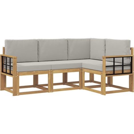 Set di divani da esterno 4 pz Bianco e Grigio Chiaro Poliestere vidaXL (1/5)