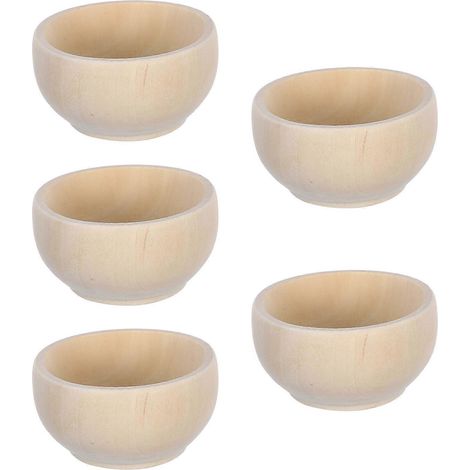 Lot de 5 mini bols en bois brut, jouets en bois non finis, décorations à faire soi-même (1/5)