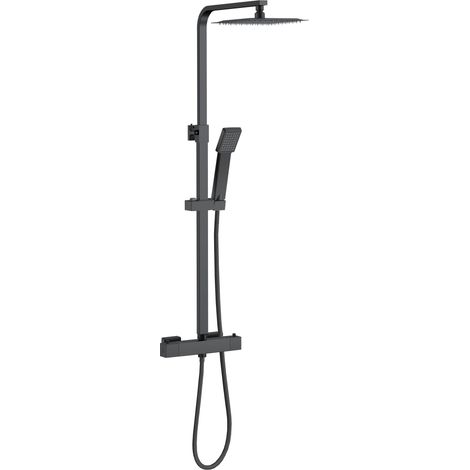 Acezanble Thermostatic Square Exposed Mixer Shower Set Matte Black Twin Head