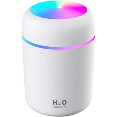 SABIR 300 Ml Humidificateur, Mini Humidificateur Pour Voiture,éclairage D'ambiance Coloré,pour La Maison, Le Bureau, La Chambre,pulvérisation Intermittente Et Pulvérisation Continue(blanche) (1/5)